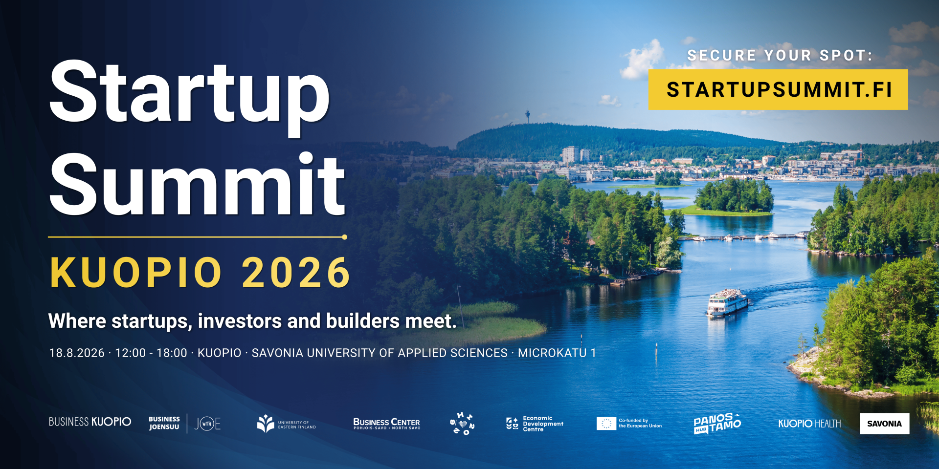 Startup Summit Kuopio 2026 kokoaa startupit, sijoittajat ja yrityskentän Kuopioon
